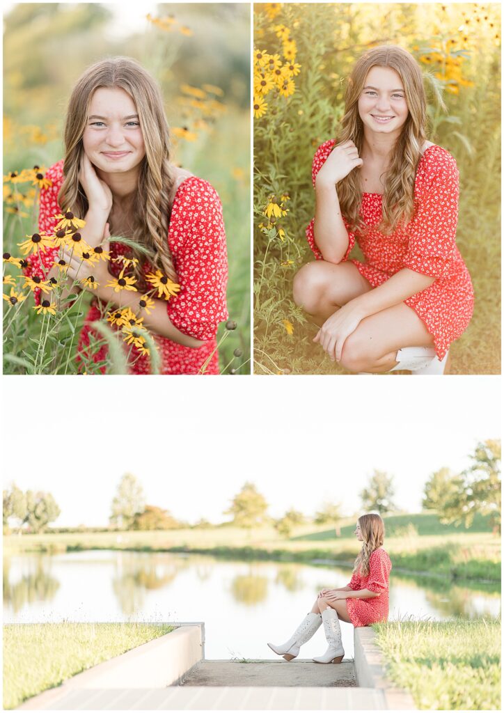 Emma in the wild flowers at Centennial Park