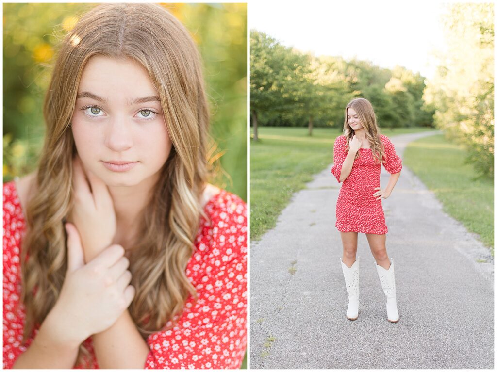 Emma standing in the road at Centennial park. Springfield IL